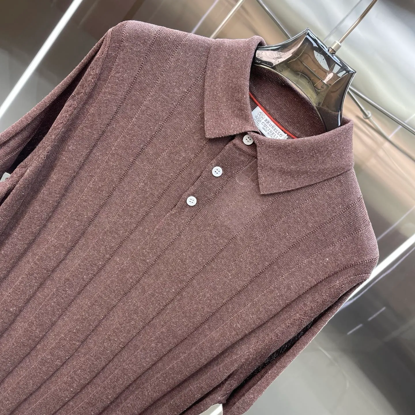 Brunello Cucinell Bc Lapel Polo Short Sleeve High Version Old Money Style Short Sleeve T-Shirt Pullover POLO Knitted Sweater Customized linen and cotton blended wool, woven with imported loom (7 needles), customized wool, wool enzyme wash Color: Blue Coffee Brown Apricot Red Sizes: S-XL